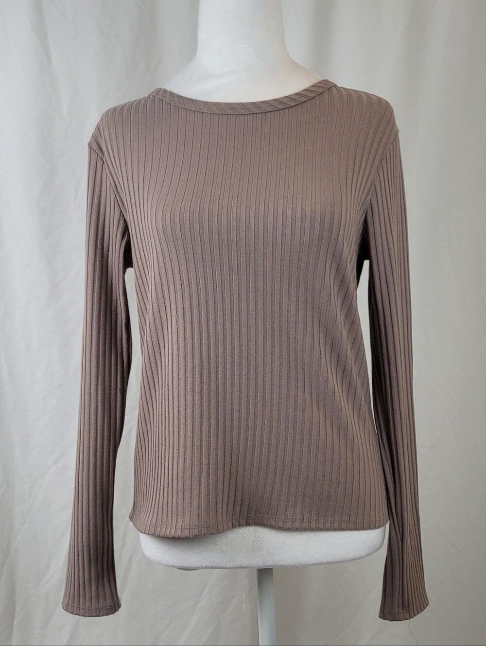 Olivia Rae Mauve Ribbed Long-Sleeve Tee